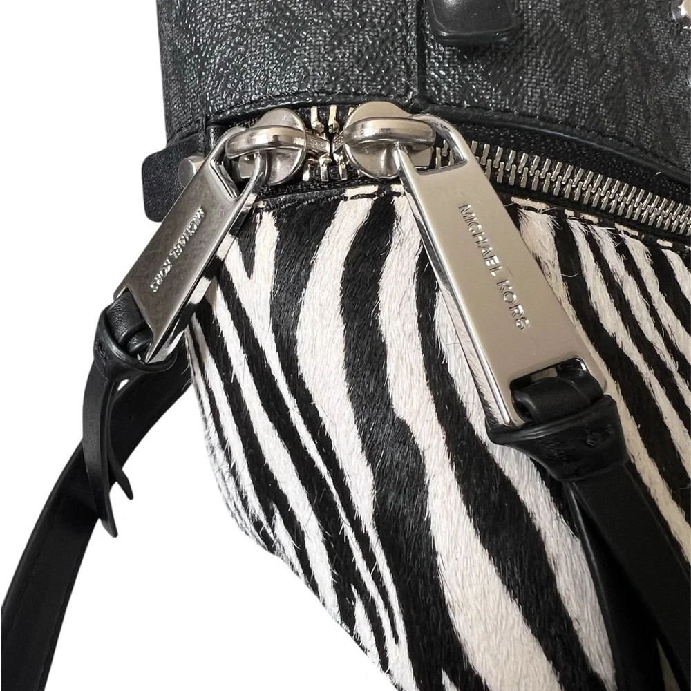 Michael Kors Rhea Medium Studded Logo and Zebra Backpack NWOT